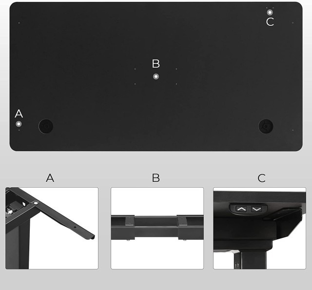 SONGMICS Ξύλινη Επιφάνεια για Ηλεκτρικό Γραφείο 120x60x1.8cm, Μαύρο...