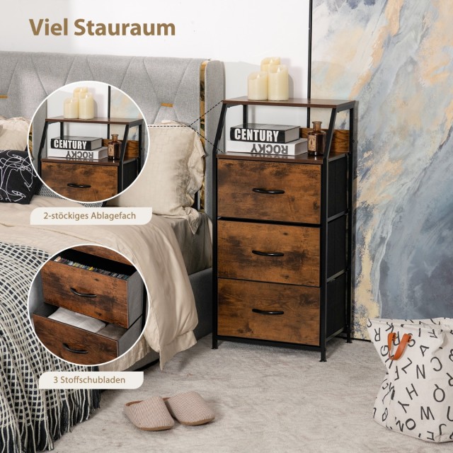 Costway Ελεύθερη ντουλάπα αποθήκευσης με 3 συρτάρια και ράφι 45 x 3...