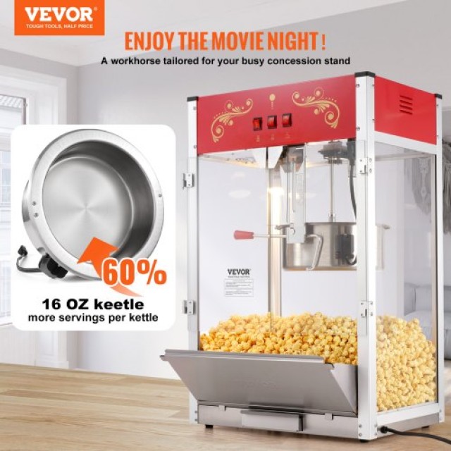 VEVOR  Μηχανή Ποπκόρν 1615W 16 Oz Κόκκινη  TSBMHJ16OZ14CQR1LV2
