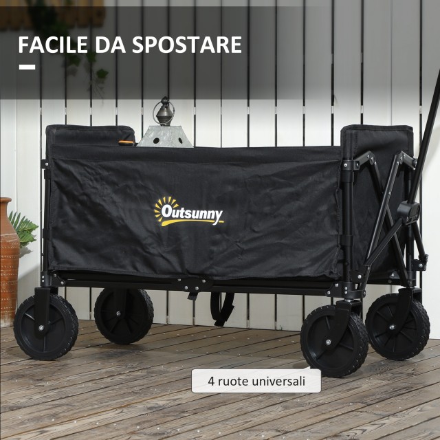 Outsunny Καρότσι Κήπου 120L Πτυσσόμενο με Ανοιγόμενο Πάνελ, από Ατσάλι και Πολυεστέρα, 90x48x62 cm, Μαύρο 84H-329V00BK
