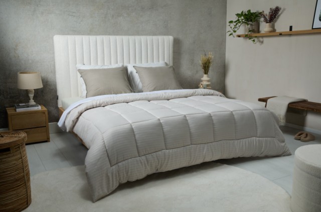 Μονό Πάπλωμα 140 x 200 cm Ριγέ - Κρεμ 8720604888584 SleepMed