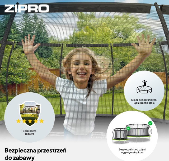 Τραμπολίνο Κήπου  JumpPro PREMIUM 252 cm με Εσωτερικό Δίχτυ Μαύρο - Πράσινο 12578745 Zipro