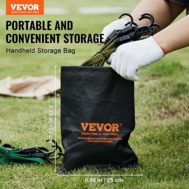 VEVOR Σετ 32 Επίπεδων Ιμάντων Bungee 17mm με Γάντζους J - Βαρέως Τύπου DLKZDW28PCSBP62SQV0