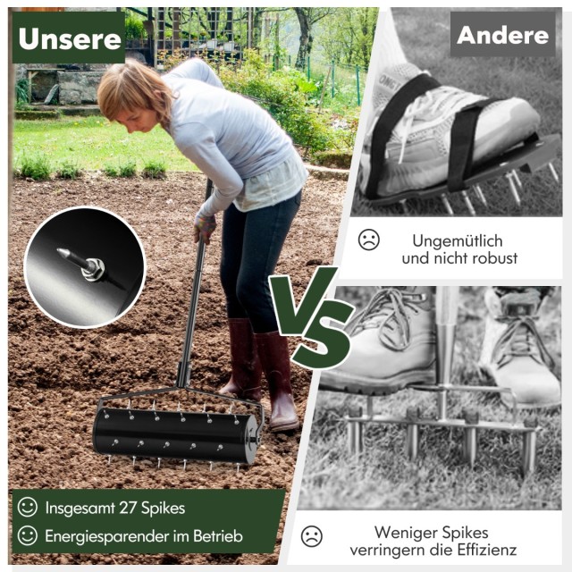 Costway Χειροκίνητος Αεριστής Γκαζόν με Χερούλι & Καρφιά 53 x 130 ε...