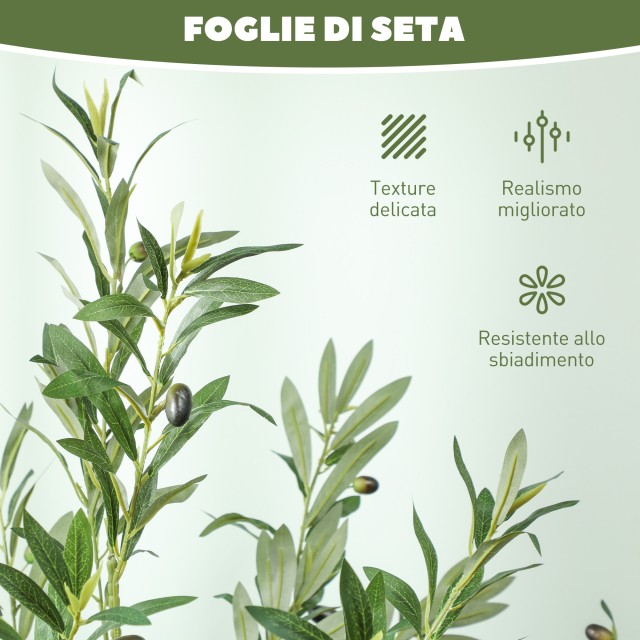HOMCOM Τεχνητή Ελιά 180cm Ύψος με 900 Φύλλα & 40 Ελιές σε Γλάστρα -...