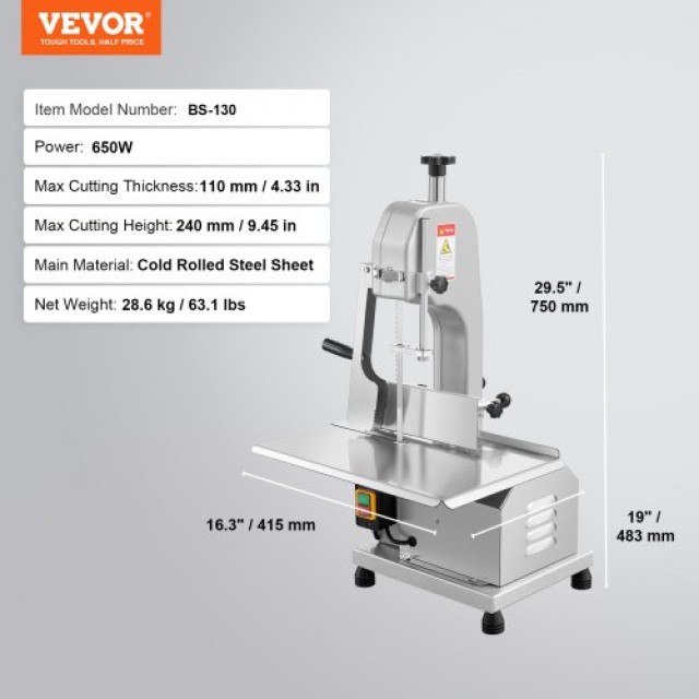 Ηλεκτρικό Κοπτικό Κρέατος 650W VEVOR από Ανοξείδωτο Ατσάλι  TMSJGJ650WL0WFZMWV2
