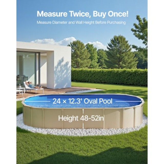 VEVOR Επικάλυψη Επένδυσης Πισίνας Οβάλ 24 x 12.3ft για Ύψος Τοίχου 52in YCNCCSOVAL73H36L9V0