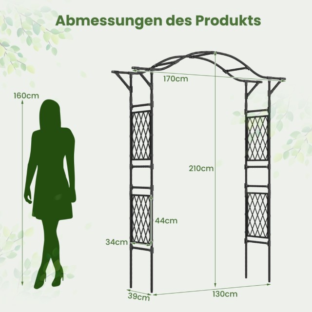 Costway  Μεταλλική Αψίδα Κήπου για Αναρριχώμενα Φυτά 170 x 39 x 210...