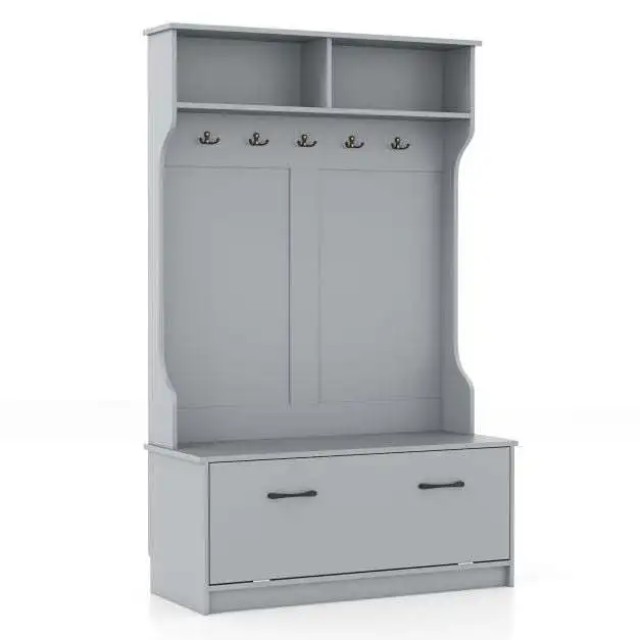 Costway Γκρίζια Γκαρνταρόμπα με Πάγκο και 5 Διπλά Κρεμάστρες 100x40...