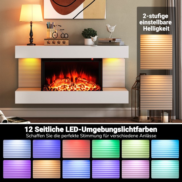 Costway Κρεμαστός Ηλεκτρικός Τζάκι με Θέρμανση και LED Φωτισμό με Τ...