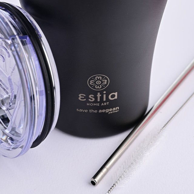 ESTIA Θερμική Κούπα Καφέ 350ml Save the Aegean Midnight Black 01-12083