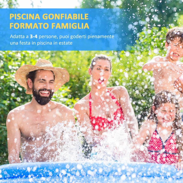 Outsunny 3-στρώσεων PVC φουσκωτή πισίνα κήπου για 3-4 άτομα με βαλβ...