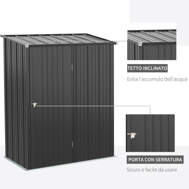 Outsunny Garden Shed Εργαλειοθήκη σε Ατσάλινο φύλλο με Κλειδαριά, 161,5x94,5x196cm, Μαύρο 845-532