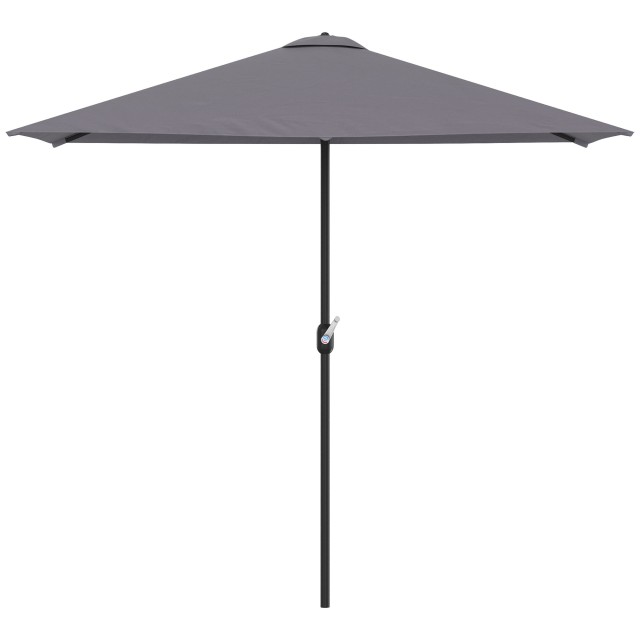 Outsunny Space-Saving Mezzaluna Wall Ombrella με άνοιγμα μανιβέλας, γκρι 84D-074GY