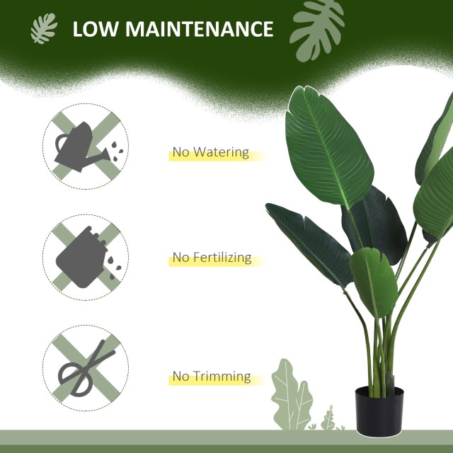Φυτό Outsunny Τεχνητό Bird of Paradise Ύψος 120 cm με γλάστρα για εσωτερικούς και εξωτερικούς χώρους 844-266