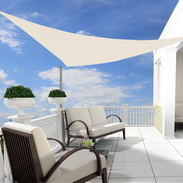 Outsunny Τριγωνική τέντα σε HDPE, Κρεμ, 4x4x4m 01-0620