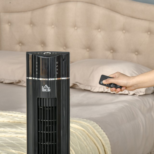 Ανεμιστήρας στήλης HOMCOM 60W με 3 ταχύτητες, 3 λειτουργίες και χρονοδιακόπτη 8 ωρών, σε ABS, Ø32x106,8 cm, Μαύρο 824-043V90