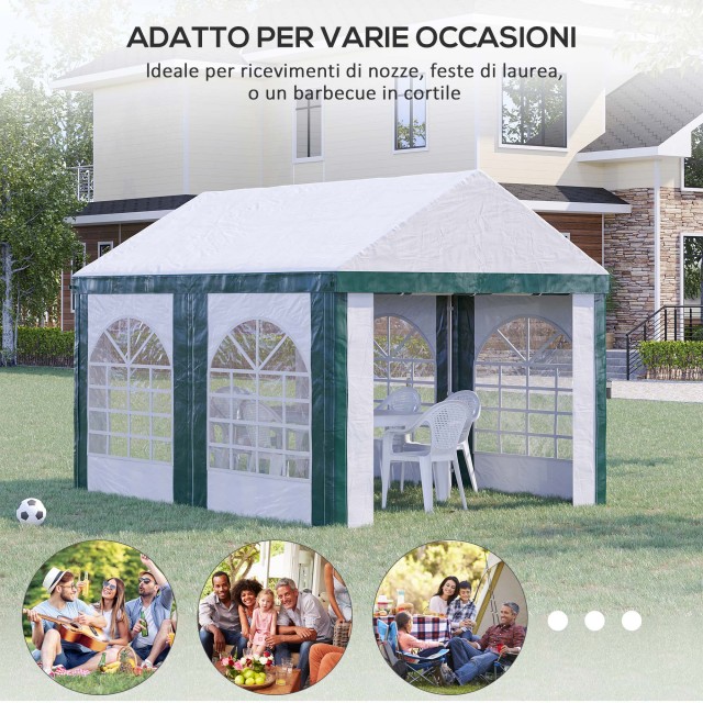 Σκηνή Outsunny Garden Party για έως 12 άτομα με διπλή είσοδο, μανταλάκια και σχοινιά, 400x295x285 cm 84C-371V00GN