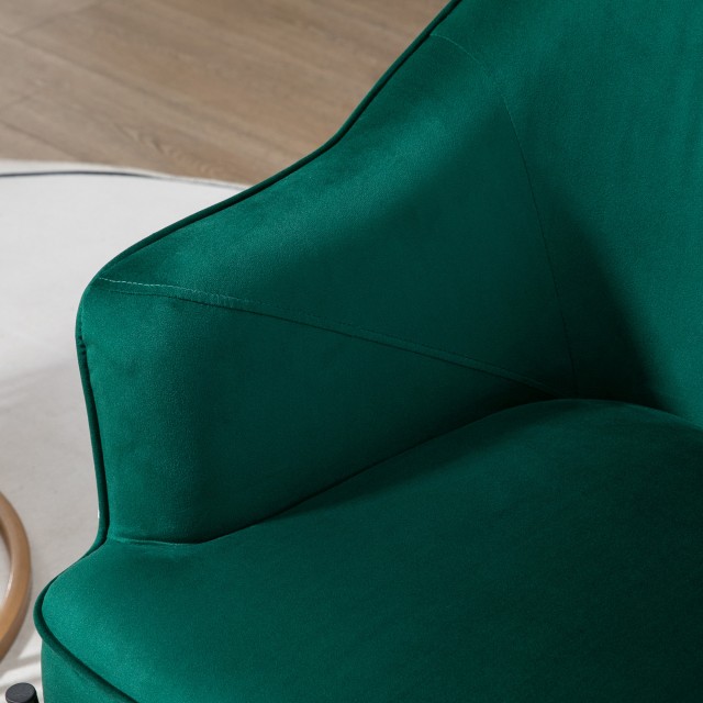 Πολυθρόνα κρεβατοκάμαρας HOMCOM από ύφασμα Velvet Effect με Ατσάλινα πόδια, 62x69x75 cm, Πράσινο 839-656V00GN
