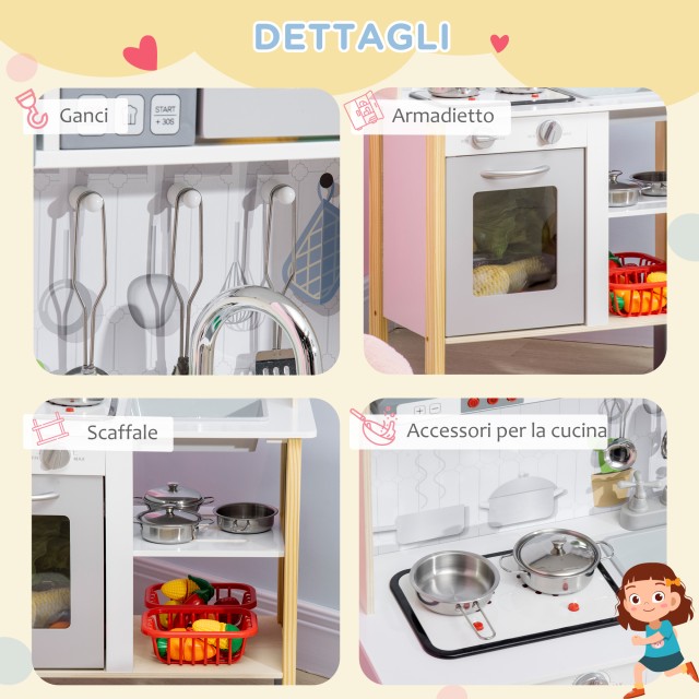 AIYAPLAY Play Kitchen for Children με Ρυθμιζόμενο Ύψος, Ήχους, Φώτα...