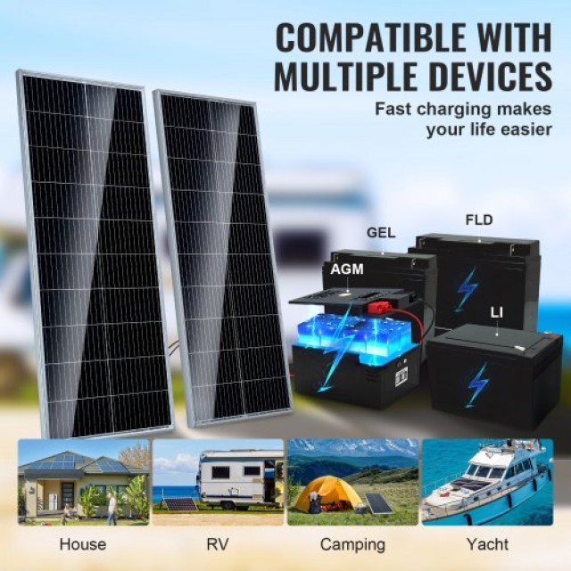 Σετ Ηλιακών Πάνελ VEVOR 200W με Ρυθμιστή Φόρτισης  GDSDJTYNBDJGBIR76V9