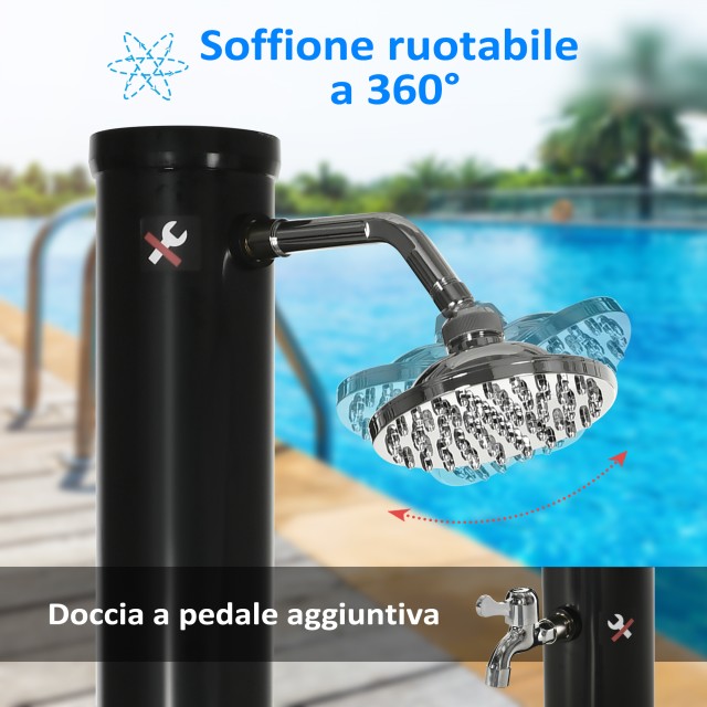 Outsunny Ηλιακό ντους 20L με κάτω βρύση και ρυθμιζόμενη θερμοκρασία...