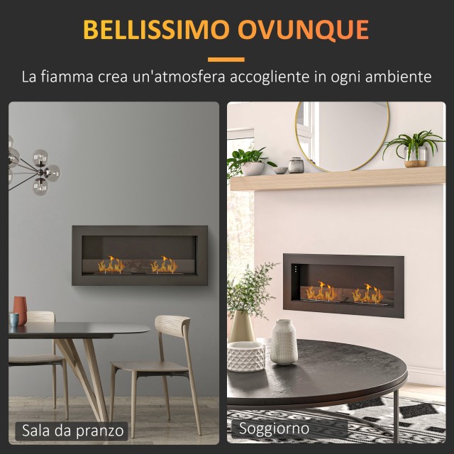 HOMCOM  Εντοιχισμένο τζάκι βιοαιθανόλης από ανοξείδωτο ατσάλι, 2 κα... HOMCOM  Εντοιχισμένο τζάκι βιοαιθανόλης από ανοξείδωτο ατσάλι, 2 κα...