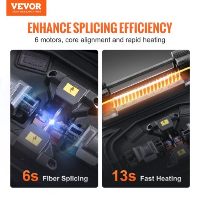 VEVOR  Συγκόλληση Ινών 6 Κινητήρες Πυρήνα 6s Συγκόλληση 13s Θέρμανσ...