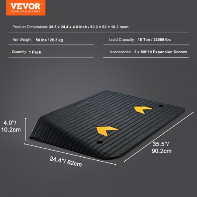 VEVOR  Λαστιχένια Ράμπα Πόρτας 4 Ανύψωση 15 τόνων Φορτίο XBLYPDBG35...