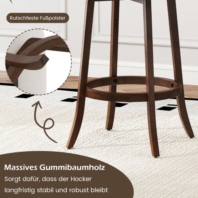 Costway Σετ 2 Περιστρεφόμενα Μπαρ Σκαμπό με Ταπετσαρισμένα Καθίσματ...