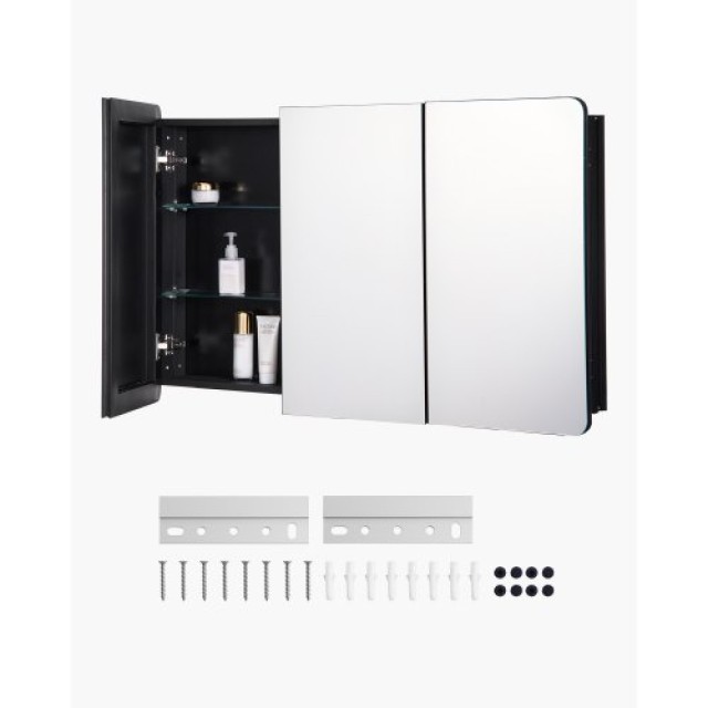VEVOR Ντουλάπι Φαρμάκων 25.5 x 40 με Ρυθμιζόμενα Ράφια και Καθρέφτη JXYJJXJ25540X2HYLV0