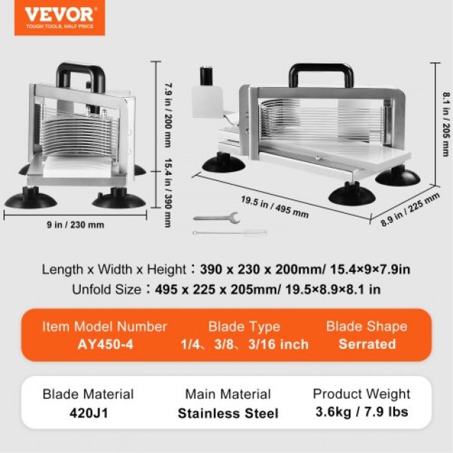 Επαγγελματικός Κόφτης Ντομάτας VEVOR, Ανοξείδωτος, Χειροκίνητος  FQQPJZTS14388D14CV0