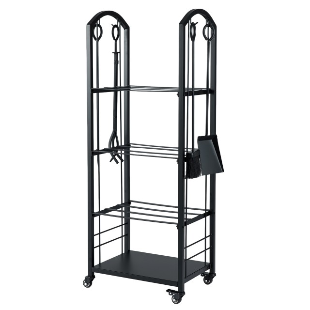 Costway Τετράροφη Κινητή Ξυλοθήκη από Μέταλλο & Ξύλο με Λαβίδα για ... Costway Τετράροφη Κινητή Ξυλοθήκη από Μέταλλο & Ξύλο με Λαβίδα για ...