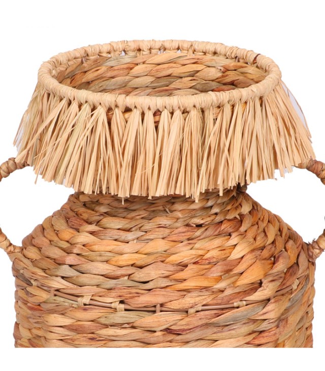 Ψάθινο Διακοσμητικό Καλάθι με Κρόσσια 22x22x30cm Natural Living 55396