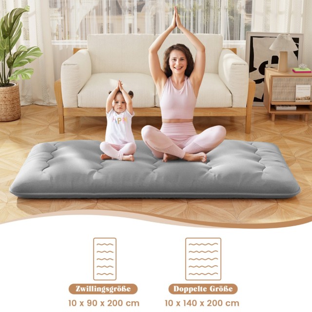 Costway Φουτόν Τατάμι Γκρι 90 x 200 cm με Πλενόμενο Κάλυμμα & Τσάντ...