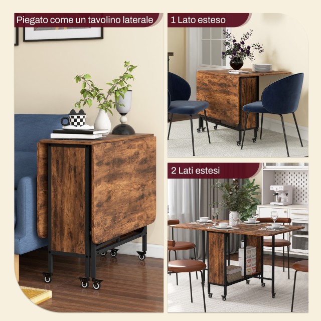 HOMCOM Πτυσσόμενο Τραπέζι με 6 Ρόδες και Ράφι Βιομηχανικού Στυλ από... HOMCOM Πτυσσόμενο Τραπέζι με 6 Ρόδες και Ράφι Βιομηχανικού Στυλ από...