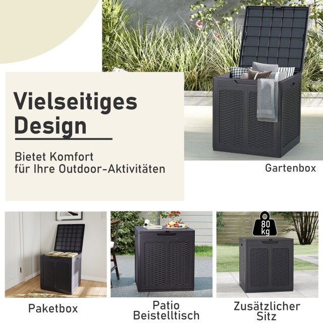 Costway Μεγάλος Καφέ Αποθηκευτικός Κάδος 145L με Καπάκι PP & Σχέδιο...