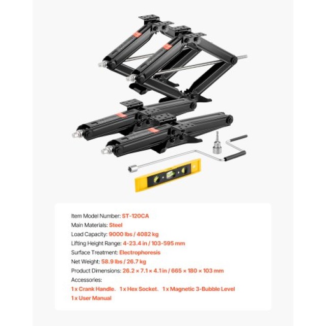 VEVOR Σετ 4 Υδραυλικοί Γρύλοι Σταθεροποίησης 9000lbs 23.4in για Τρο...