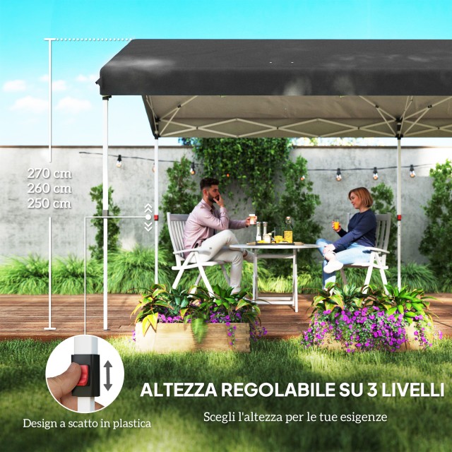 Outsunny Αναδιπλούμενη Πέργκολα Pop Up 6x3 m, UPF50+ με Ρυθμιζόμενο Ύψος και Τσάντα Μεταφοράς, Σκούρο Γκρι 84C-660V00CG