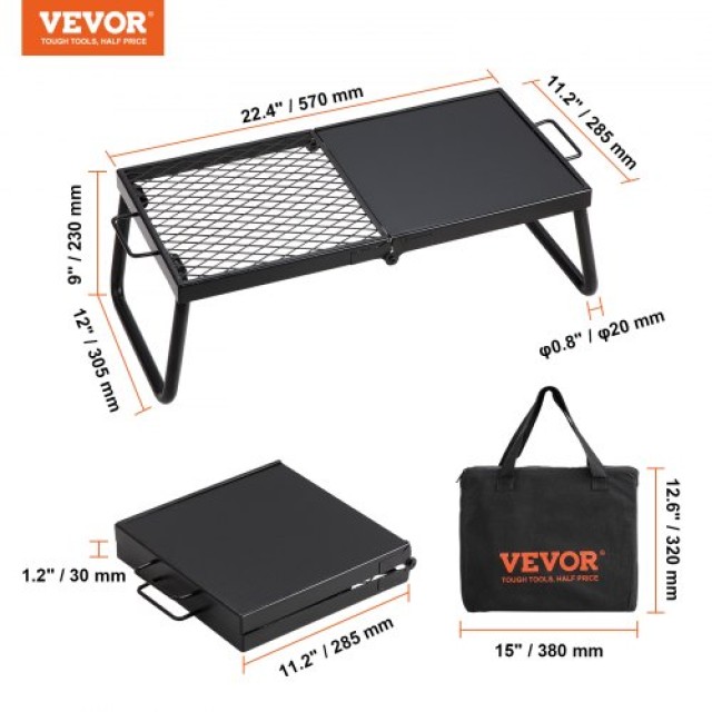 VEVOR  Πτυσσόμενη Φορητή Ψησταριά Σχάρα Camping με Ανθεκτικό Πλέγμα από Ατσάλι, 57 x 28,5 x 23 cm  ZDYYKJZDG2412HEIHV0