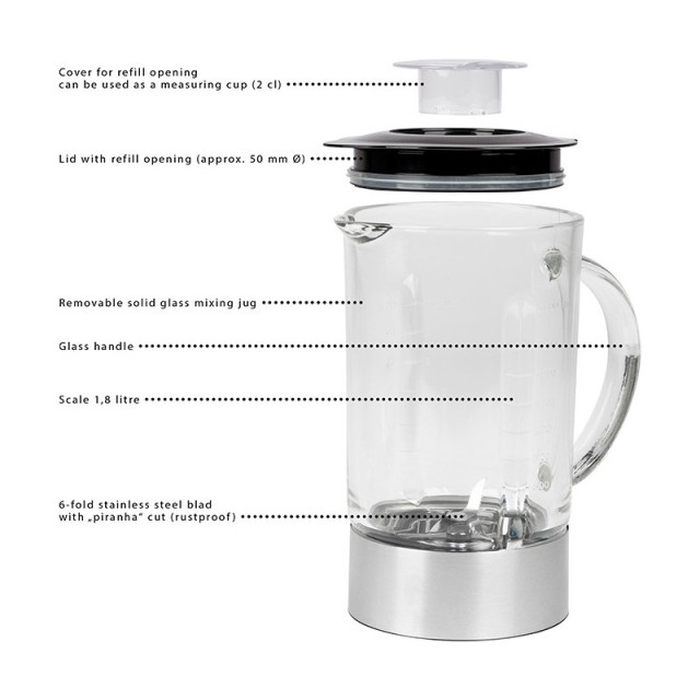 Μπλέντερ με Γυάλινη Κανάτα 1.8lt 1200W Inox PC-UM1006 Profi Cook