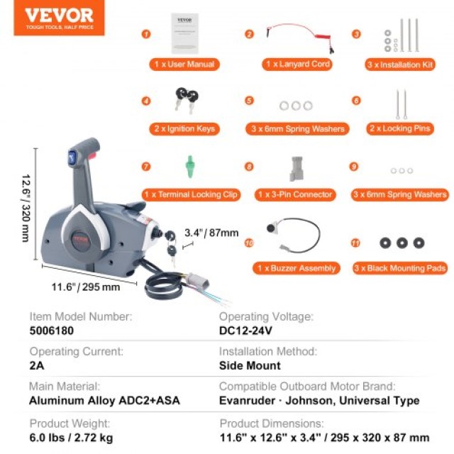 VEVOR Χειριστήριο Εξωλέμβιας για Evinrude Johnson  CZSCYMKZQEVIMZ0MCV9