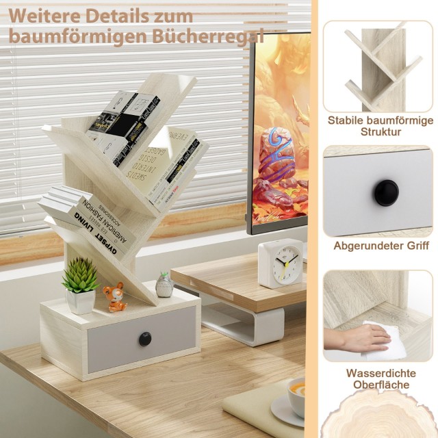 Costway Ραφιέρα Δέντρου με 5 Ράφια και Συρτάρι για Γραφείο ή Τραπέ... Costway Ραφιέρα Δέντρου με 5 Ράφια και Συρτάρι για Γραφείο ή Τραπέ...