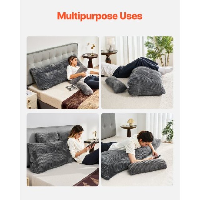 VEVOR Μαξιλάρι Κεφαλαριού Queen Wedge με 2 Τσέπες & Στηρίγματα Κεφα...