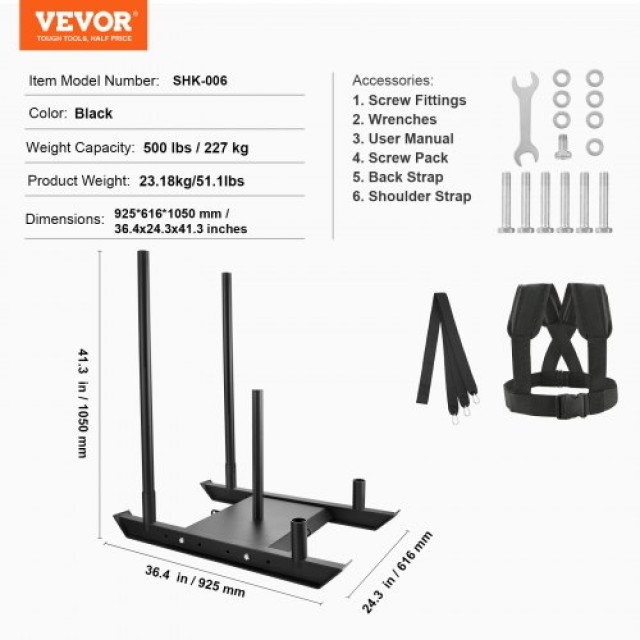 VEVOR  Έλκηθρο Προπόνησης Βάρους, Μαύρο SZXQ12YCTXSX2I7UKV0