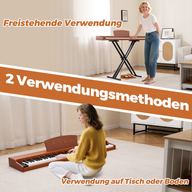 Costway Ηλεκτρονικό Πιάνο με Ρυθμιζόμενη Βάση 129x27x9 εκ. MU10125D...
