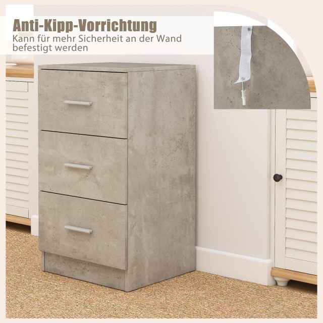 Costway Κομοδίνο με 3 Συρτάρια Υψηλής Γυαλάδας 37 x 34 x 66,5 εκ. σ...