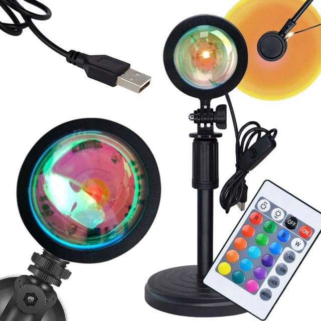 Verk group Λάμπα προβολέα μίμησης ηλιοβασιλέματος  LED RGB USB με τ...