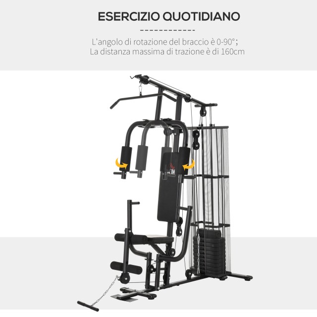 Πολυλειτουργικό Gym Fitness Station HOMCOM για οικιακή και επαγγελματική προπόνηση σε χάλυβα A91-134BK