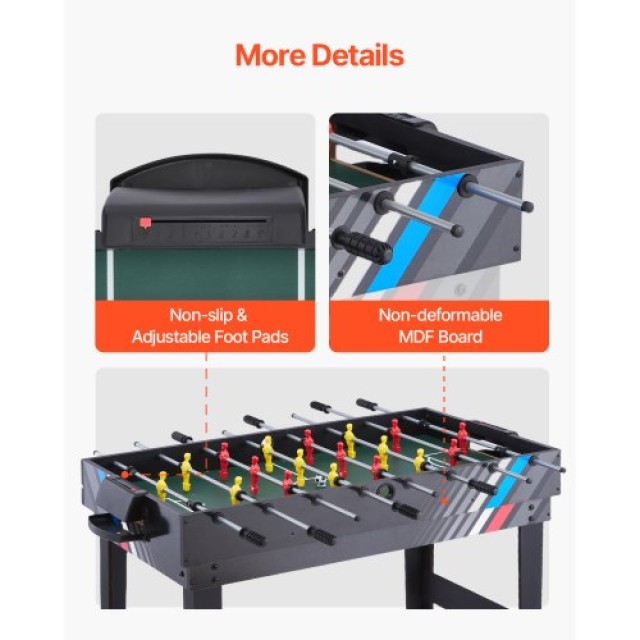 VEVOR Τραπέζι Παιχνιδιών 4-σε-1 122cm: Air Hockey, Ποδοσφαιράκι, Πινγκ Πονγκ, Μπιλιάρδο SDJFKQQGQZ48H9FNMV0
